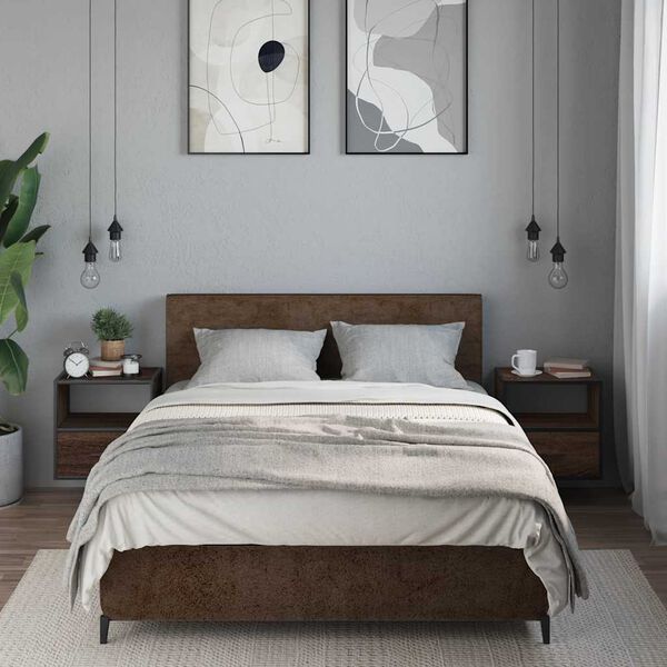 vidaXL Stenska nočna omarica 2 kosa rjavi hrast 40x31x39,5 cm