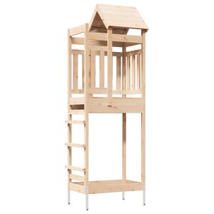 vidaXL Igralna stolpnica Rjava 52,5 x 85 x 238 cm Masivno borovo les