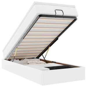 vidaXL Otomanski posteljni okvir z vzmetnico bel 90x190 cm um. usnje