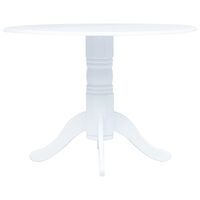 vidaXL Jedilna miza bela 106 cm iz trdnega kavčukovca