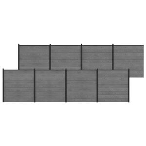 vidaXL Komplet ograj 1391 x 186 cm WPC in aluminij Siva