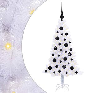 vidaXL Umestno božično drevo med 150 LED Bela 120 cm PVC in jeklo