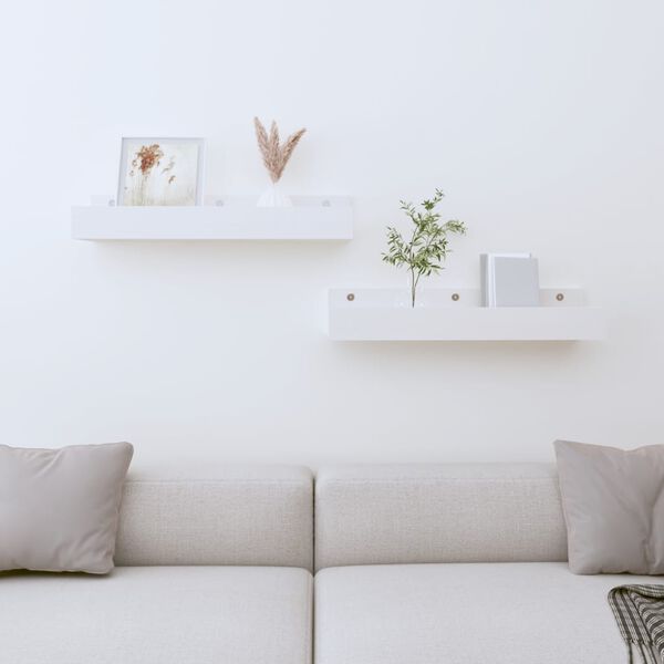 vidaXL Stenske police 2 kosa bela 50x12x9 cm trdna borovina