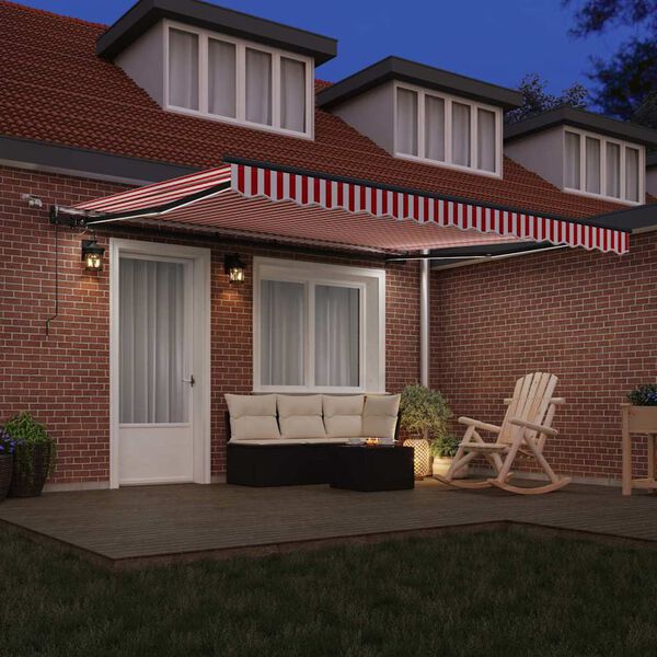 vidaXL Tkanina za senčnik z Rdeča in bela 400 &times; 300 cm Poliester