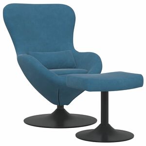 vidaXL Jajčna stolica s podstavkom with Footstool Modra Žamet
