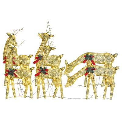 vidaXL Božični severni jeleni 6 kosov zlati toplo bela mreža