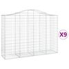 vidaXL Obokane gabion košare 9 kosov 200x50x140/160cm pocinkano železo