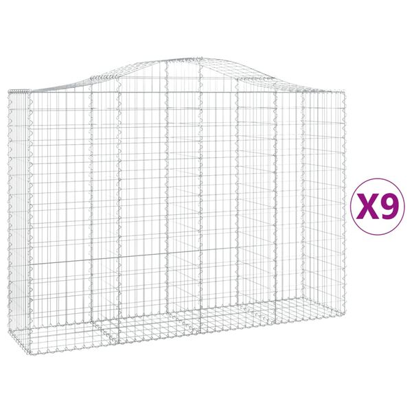vidaXL Obokane gabion košare 9 kosov 200x50x140/160cm pocinkano železo