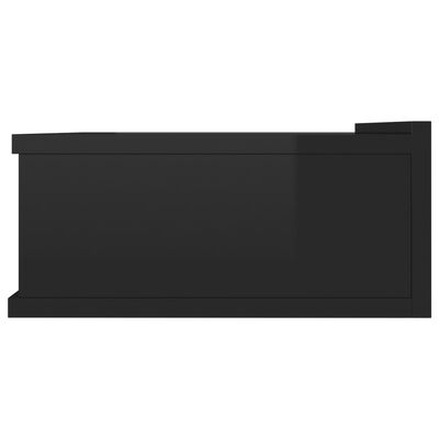 vidaXL Stenska nočna omarica visok sijaj črna 40x30x15 cm