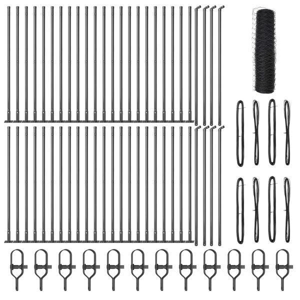 vidaXL Steber ograje. Siva 100 x 0,5 m (50 mm mreža) Jeklo in PVC