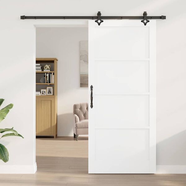 vidaXL Drsna vrata Bela in črna 93 x 211 cm Masivno borovo les