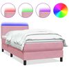 vidaXL Box spring postelja z vzmetnico LED Pink 120x220 cm Velvet