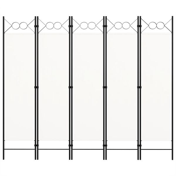 vidaXL Paravan 5-delni bel 200x180 cm