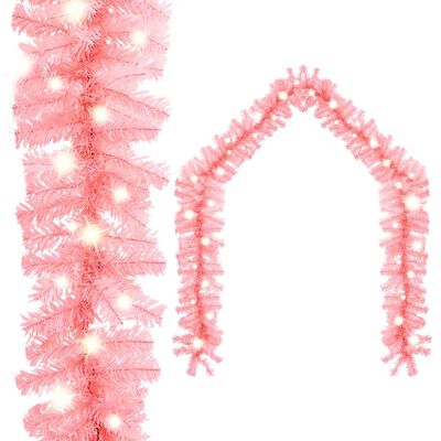 vidaXL Božična girlanda z LED lučkami 5 m roza