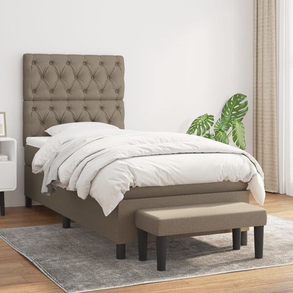 vidaXL Box spring postelja z vzmetnico taupe 80x200 cm blago