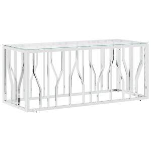 vidaXL Klubska mizica 110x45x45 cm nerjaveče jeklo in steklo