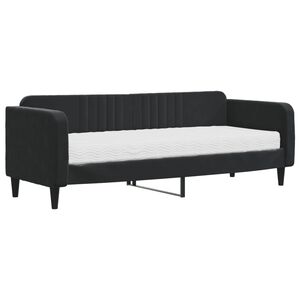 vidaXL Dnevna postelja z vzmetnico črna 80x200 cm žamet
