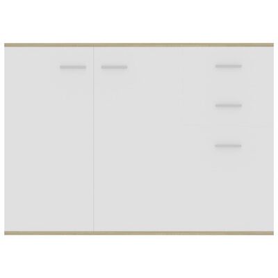vidaXL Komoda bela in sonoma hrast 105x30x75 cm iverna plošča
