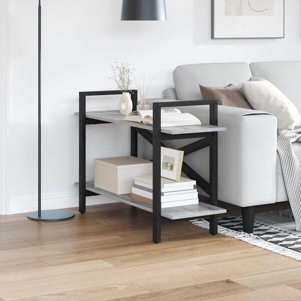 vidaXL Knjižna polica Siva Sonoma 100 x 33,5 x 64 cm Konstruiran les