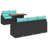 vidaXL Komplet za jedilnico v vrtu z blazino 6 pcs Črna in Teal