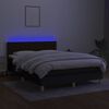 vidaXL Box spring postelja z vzmetnico LED črna 140x200 cm blago