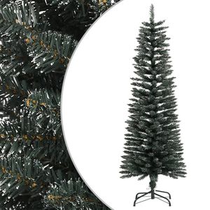 vidaXL Ozka umetna novoletna jelka s stojalom zelena 120 cm PVC