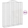 vidaXL Obokane gabion ko&scaron;are 15 kosi 200x50x220/240cm pocinkano železo