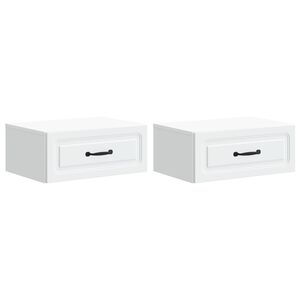 vidaXL Stenski nočni omarici s predalom 2 pcs Bela 49 x 34,5 x 20 cm