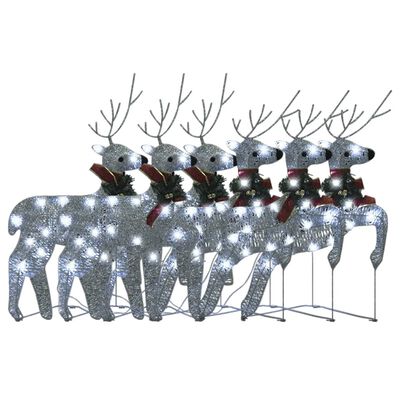 vidaXL Božični severni jeleni 6 kosi srebrni 120 LED akril