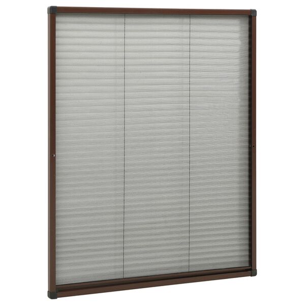 vidaXL Plise komarnik za okna aluminij rjav 60x80 cm
