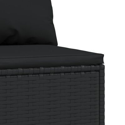 vidaXL Vrtni sredinski kavč z blazinami 2 kosa črn poli ratan