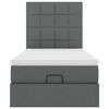 vidaXL Otomanski posteljni okvir z vzmetnico siv 100x200 cm blago