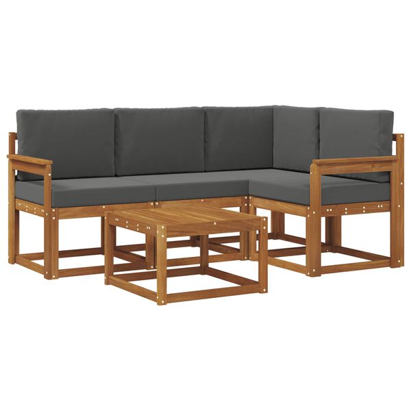 vidaXL Zunanja garnitura za sedenje 5 pcs Naravna in antracitna