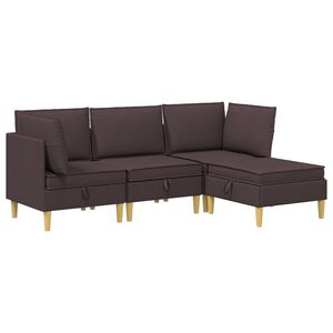 vidaXL Modularni kavč s shranjevanjem 4 kos Temno rjava Blago