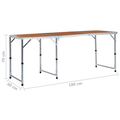 vidaXL Zložljiva miza za kampiranje iz aluminija 180x60 cm