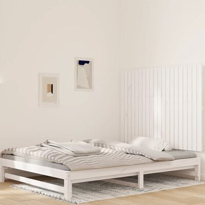 vidaXL Stensko posteljno vzglavje belo 127,5x3x90 cm trdna borovina