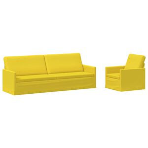 vidaXL Kavčna garnitura 2 pcs Svetlo rumena Blago