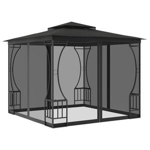 vidaXL Paviljon z zavesami 300x300x265 cm antraciten