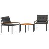 vidaXL Zunanji pohi&scaron;tveni set 3 pcs Temno siva poli ratan