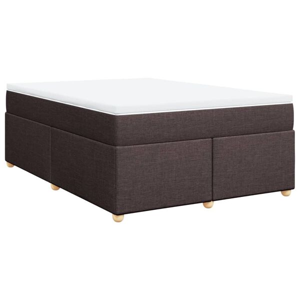 vidaXL Box spring postelja z vzmetnico temno rjav 140x190 cm blago