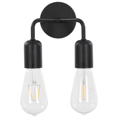 vidaXL Stenska svetilka z žarnicami 2 W črna E27