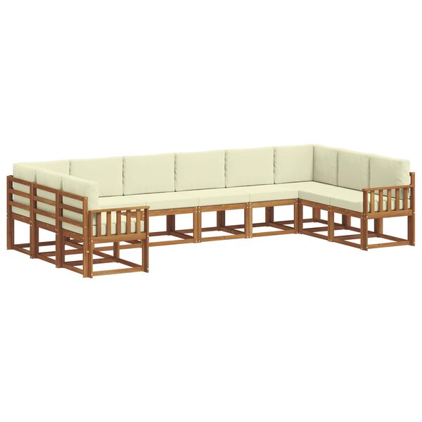 vidaXL Zunanja garnitura za sedenje 10 pcs Naravna in smetana