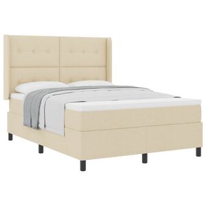 vidaXL Postelja z vzmetnico z blazino krema 200 x 140 cm blago