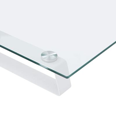vidaXL Stojalo za monitor belo 40x20x8 cm kaljeno steklo in kovina