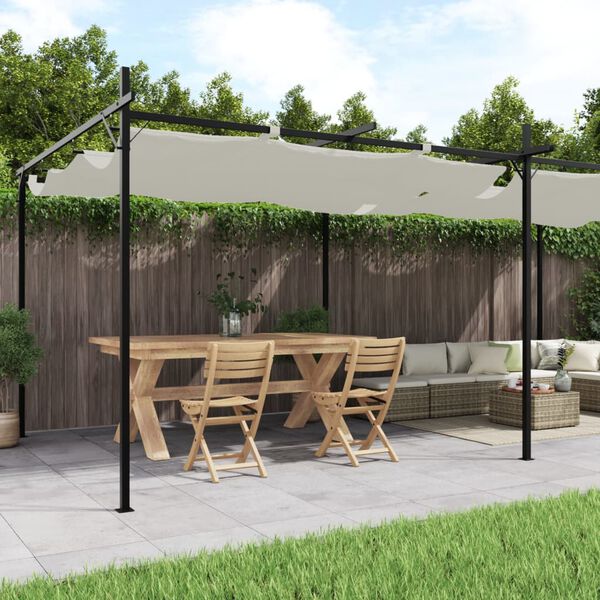vidaXL Pergola s pomično streho krem 589x292x230 cm