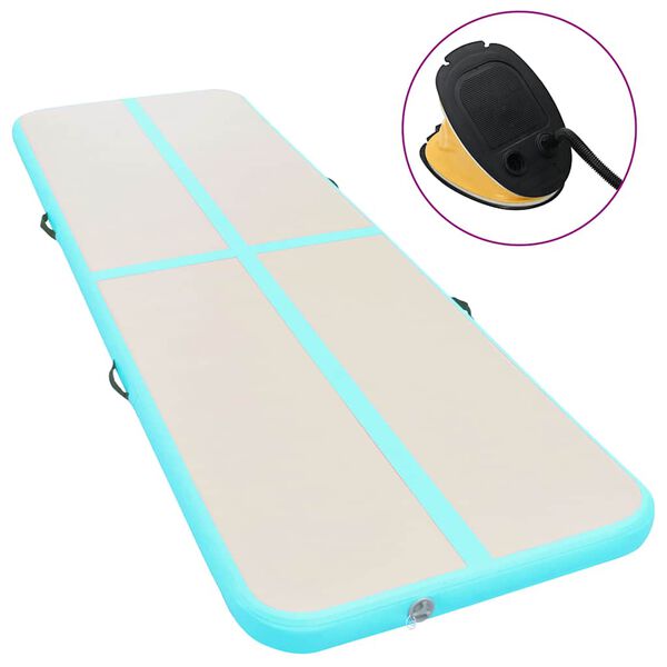 vidaXL Napihljiva gimnastična podloga s tlačilko 600x100x10 cm modra