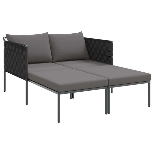 vidaXL Ležalnik z blazino 2-oseba Antracit 115 x 153 x 69.5cm Jeklo