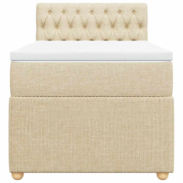 vidaXL Box spring postelja z vzmetnico krem 80x200 cm blago