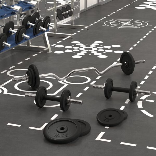 vidaXL Dalj&scaron;a in kraj&scaron;a palica z utežmi 60 kg lito železo