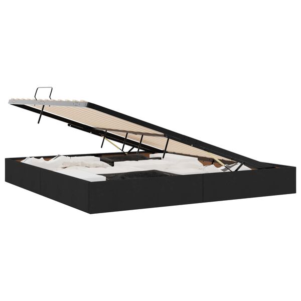 vidaXL Postelja s shranjevanjem z vzmetnico Črna 200 x 200 cm blago